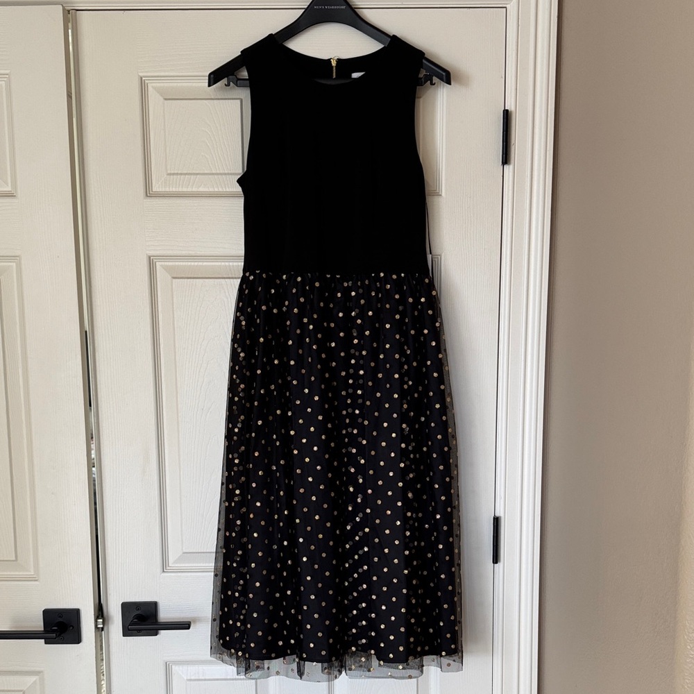 Calvin Klein Black and Gold Polka Dot Dress